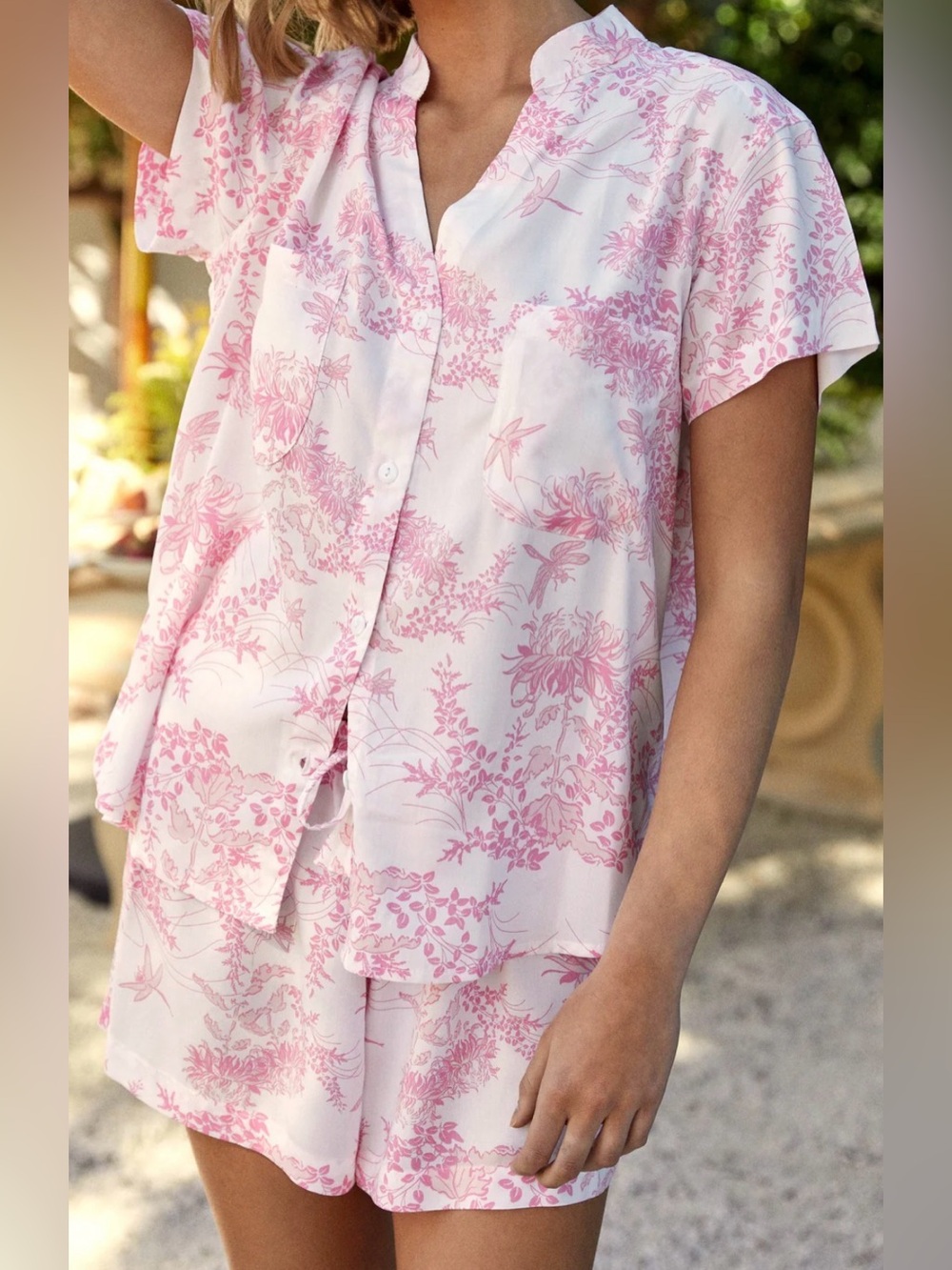 Piyama Maggie Pyjama Set Summer Toile Pink Pajamas Loungewear Sleep Cottage XL